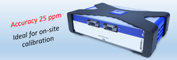 HBM high precision QuantumX for calibration. Accuracy 25 ppm